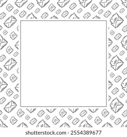 mail icon frame. doodle mail icon square frame. hand drawn mail icon frame background. mail icon background