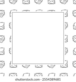 mail icon frame. doodle mail icon square frame. hand drawn mail icon frame background. mail icon background