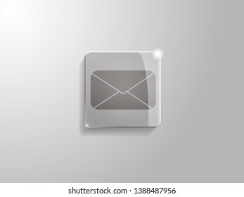 Mail Icon in Glass Button