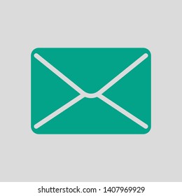 Mail Icon. Green on Gray Background. Vector Illustration.