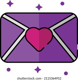 Mail Icon. Happy Valentine's day signs and symbols. Love, couple, relationship, dating, wedding, holiday, romantic amour theme.