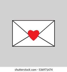 mail icon heart isolated vector