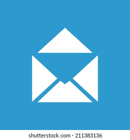 mail icon, isolated, white on the blue background. Exclusive Symbols 