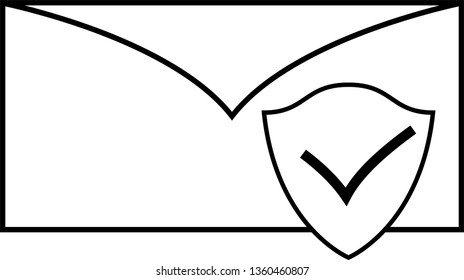 mail, icon, letter, protection, security, shield, outline, icon, line, all for you, be the best!