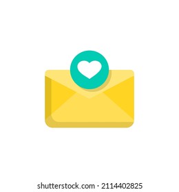 mail icon letter sent envelope with heart icon. Love message sign.