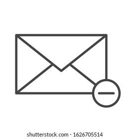 Mail icon line style. Message symbol, email correspondence, button sign. Letter in the envelope, spam and newsletter. Isolated vector website symbol.