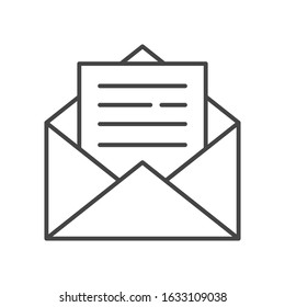Mail icon line style. Message symbol, email correspondence, button sign. Letter in the envelope, spam and newsletter. Isolated vector website symbol.