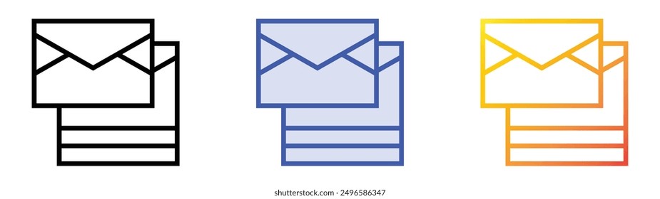 mail icon. Linear, Blue Fill and Gradient Style Design Isolated On White Background