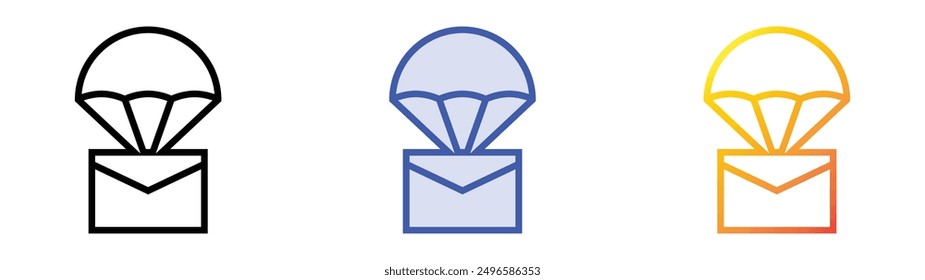 mail icon. Linear, Blue Fill and Gradient Style Design Isolated On White Background