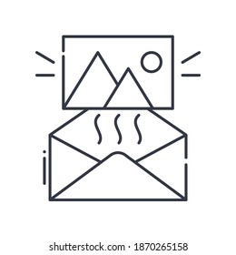 Icono de correo, ilustración lineal aislada, vector de línea delgada, signo de diseño web, símbolo de concepto de contorno con trazo editable sobre fondo blanco.