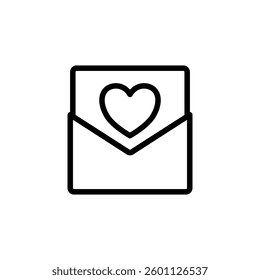 mail icon with a love heart, simple flat style, illustration, logo sign symbol pictogram template, for ui or ux isolated on white for mobile app, editable