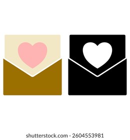 mail icon with a love heart, simple flat style, illustration, logo sign symbol pictogram template, for ui or ux isolated on white for mobile app, editable