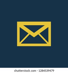 Mail icon, message symbol. Flat vector sign isolated on blue background. Simple vector illustration for graphic and web design.