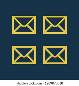 mail icon, message symbol. Flat vector sign isolated on blue background. Simple vector illustration for graphic and web design.