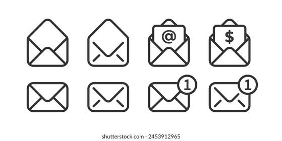 E-Mail-Symbol Vektorgrafik der Nachricht. Umschlag mit Geld, Brief. E-Mail-Kommunikation. In: Business Newsletter.