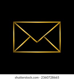  Mail icon. Metallic gold icons set collection.