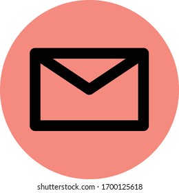 Mail icon. Minimalist flat style. Circle background