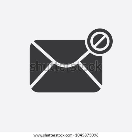 Mail icon with not allowed sign. Mail icon and block, forbidden, prohibit symbol. Vector icon