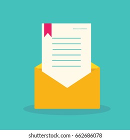 Mail icon, note paper card, Vector, illustration.flat design. 