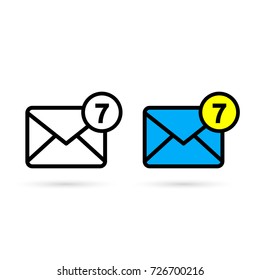 Mail Icon With Notification. Vector isolated flat style symbol.