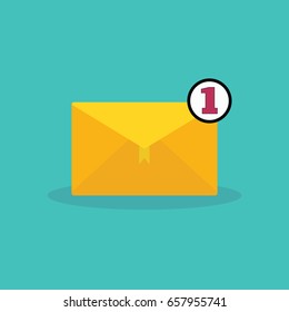 Mail Icon With Notification,Email incoming message,receive mail, Vector illustration flat design. 