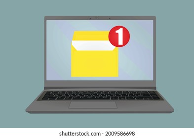 Mail icon on laptop. vector
