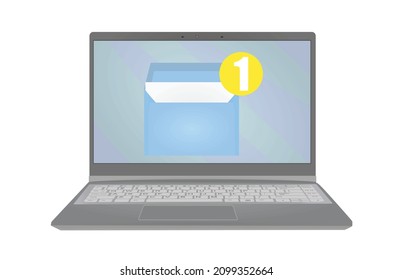Mail icon on laptop. vector