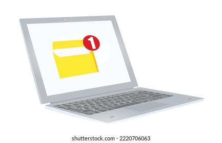 Mail icon on laptop. vector
