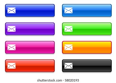 Mail Icon on Long Button Collection Original Illustration