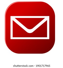 Mail Icon On Red Background