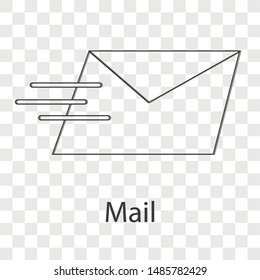 Mail icon on transparency background. Line vector illustration.