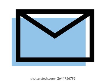 Mail icon, on transparent background, flat line design, vector illustration