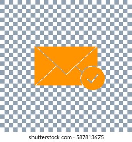 Mail icon on transparent background. Orange icon