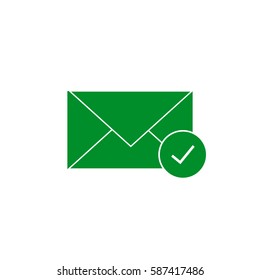 mail icon on white background. Green icon