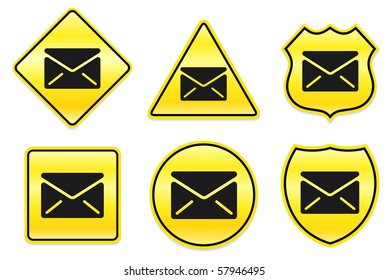 E-Mail-Symbol auf den Gelben Designs - Originalillustration