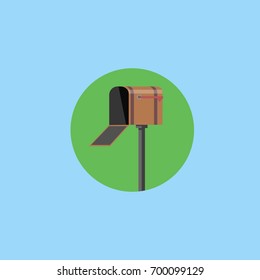 Mail icon. Open empty mail box in circle sign. Flat vector stock illustration