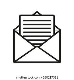 The mail icon. Open Envelope symbol. Message sign. Flat Vector illustration