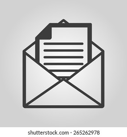 The mail icon. Open Envelope symbol. Message sign. Flat Vector illustration