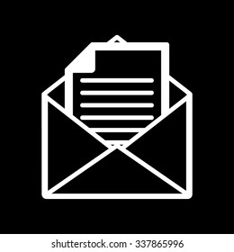 The mail icon. Open Envelope symbol. Message sign. Flat Vector illustration
