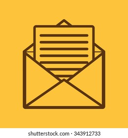 The mail icon. Open Envelope symbol. Message sign. Flat Vector illustration