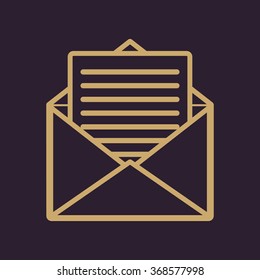 The mail icon. Open Envelope symbol. Message sign. Flat Vector illustration
