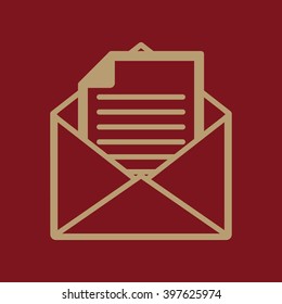 The mail icon. Open Envelope symbol. Message sign. Flat Vector illustration