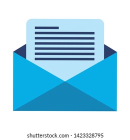 Mail icon. Paper document enclosed in an envelope. Delivery of correspondence or office documents. Vector illustration. envelope icon in trendy flat design