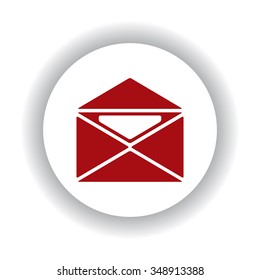 Mail icon, red isolated white background