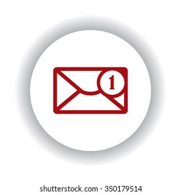 Mail icon, red isolated white background