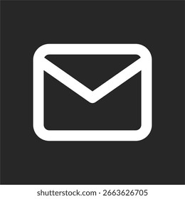 Ícone de email que representa emails ou mensagens. Fundo: preto.