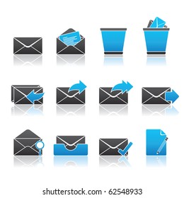 Mail Icon Set 23 - Blue Series.  Vector EPS 8 Format, Easy To Edit.