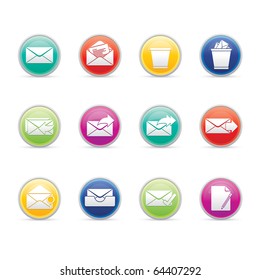 Mail Icon Set 23 - Colored Buttons Series.  Vector EPS 8 Format, Easy To Edit.