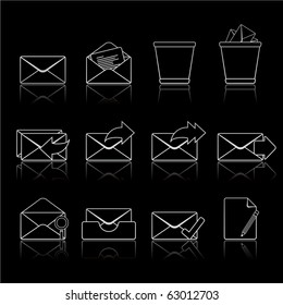 Mail icon set 23 - Strokes Black Series.  Vector EPS 8 format, easy to edit.