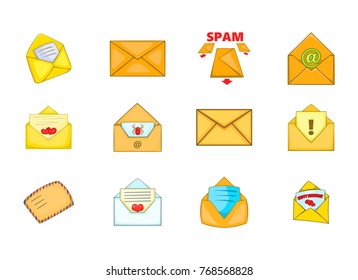 Mail icon set. Cartoon set of mail vector icons for your web design isolated on white background